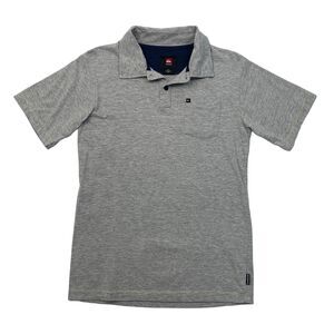 Quiksilver Polo Shirt Boys Youth L Large Ash Gray Short Sleeve Collared Pocket